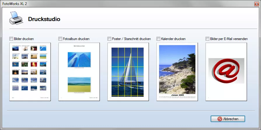 Integriertes Druckstudio im Fotobearbeitungsprogramm für Windows 10