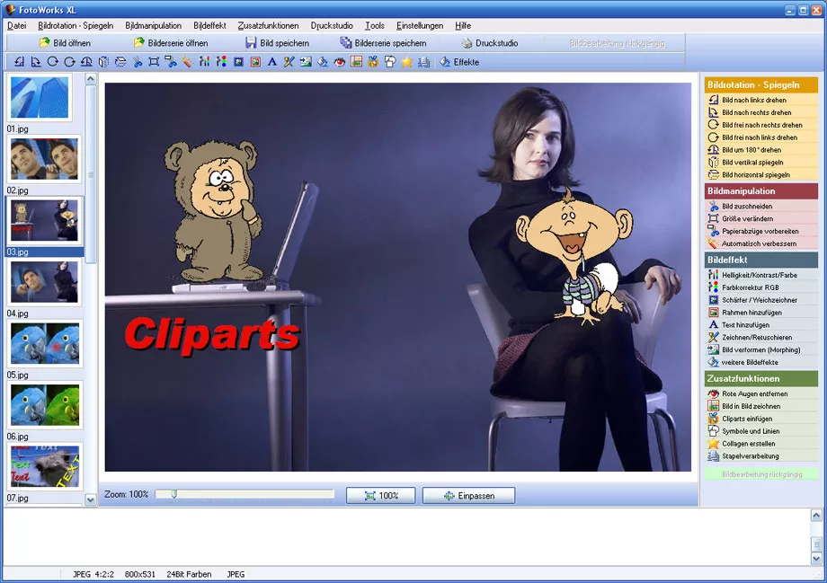 Windows 10 Fotobearbeitungsprogramm mit Cliparts-Funktion