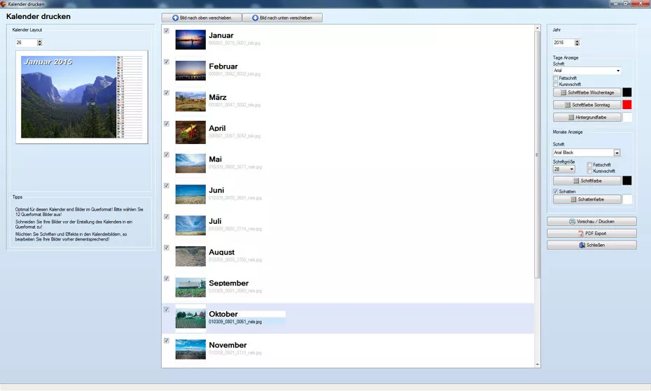 Windows 10 Fotobearbeitungsprogramm um einen eigenen Kalender zu erstellen